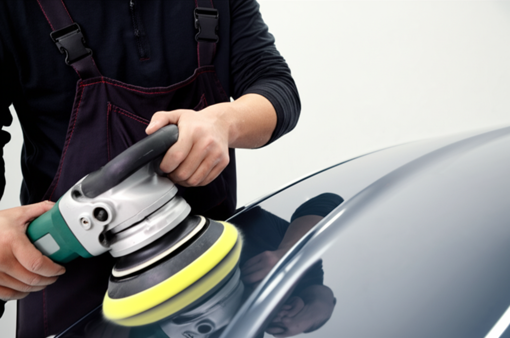 Professional buffing a vehicle